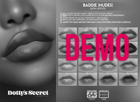 Second Life Marketplace - Dotty's Secret - Baddie - Satin Lipstick